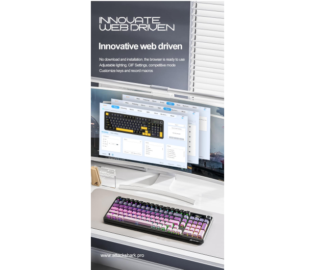 Attack Shark X98PRO Wireless Full-size layout różowa - 1472702 - zdjęcie 13